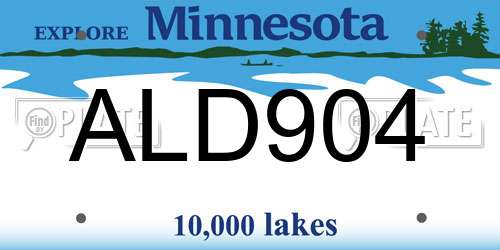 ALD904 Minnesota License Plate