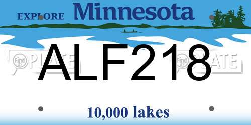 ALF218 Minnesota License Plate