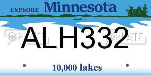 ALH332 Minnesota License Plate
