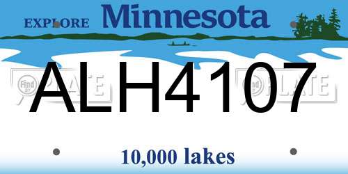 ALH4107 Minnesota License Plate
