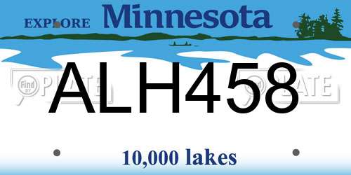 ALH458 Minnesota License Plate