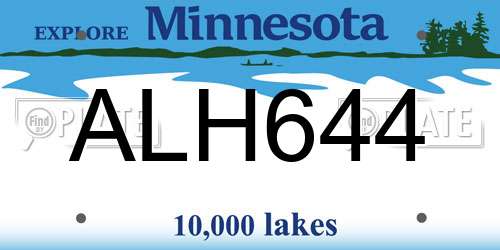 ALH644 Minnesota License Plate