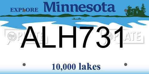 ALH731 Minnesota License Plate