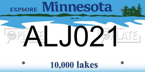 ALJ021 Minnesota License Plate