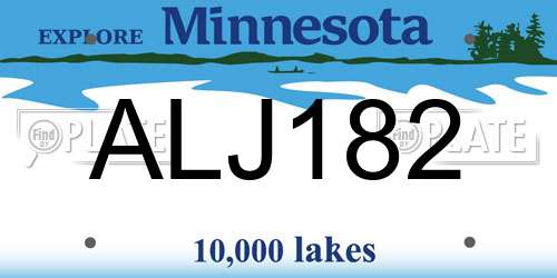 ALJ182 Minnesota License Plate