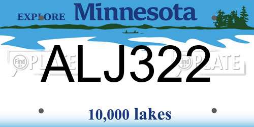 ALJ322 Minnesota License Plate