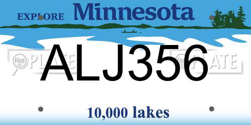 ALJ356 Minnesota License Plate