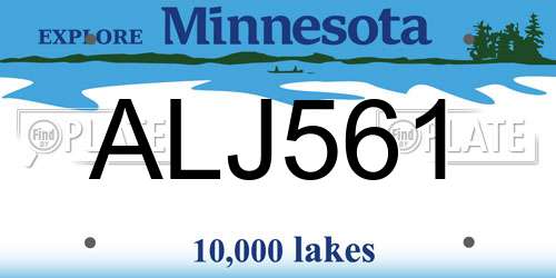 ALJ561 Minnesota License Plate