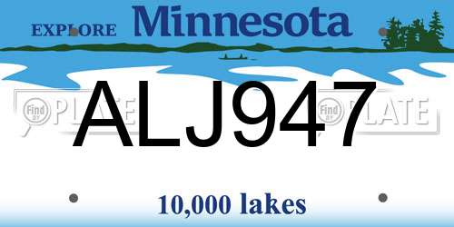 ALJ947 Minnesota License Plate