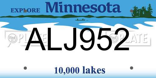 ALJ952 Minnesota License Plate