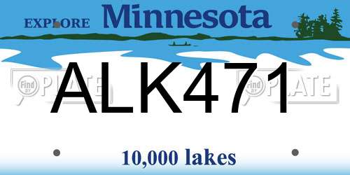 ALK471 Minnesota License Plate