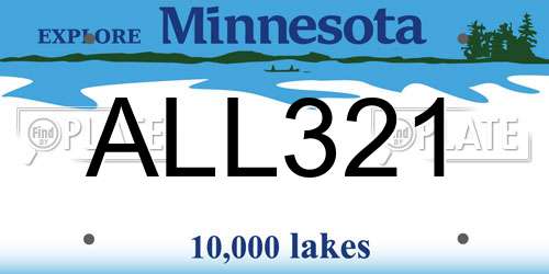 ALL321 Minnesota License Plate