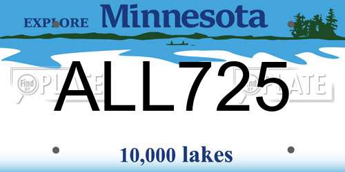 ALL725 Minnesota License Plate