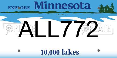 ALL772 Minnesota License Plate