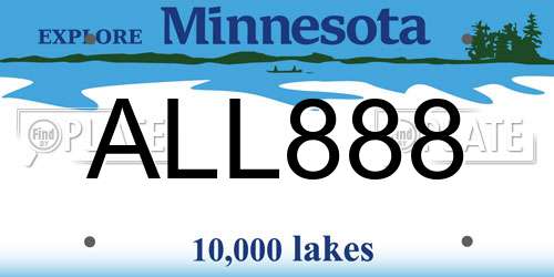 ALL888 Minnesota License Plate