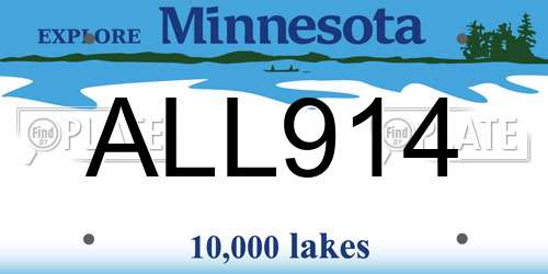 ALL914 Minnesota License Plate