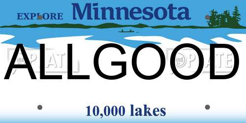 ALLGOOD Minnesota License Plate