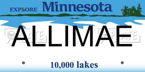 ALLIMAE Minnesota License Plate