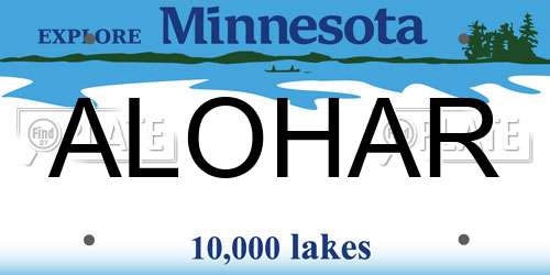 ALOHAR Minnesota License Plate