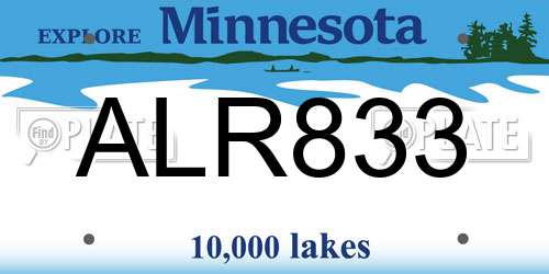 ALR833 Minnesota License Plate