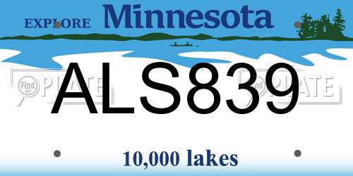 ALS839 Minnesota License Plate