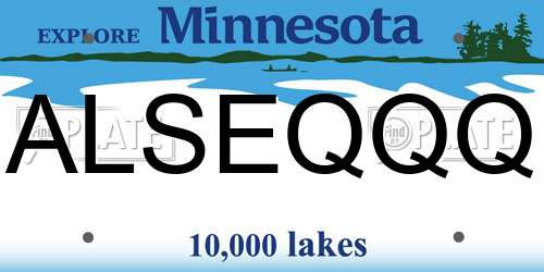 ALSEQQQ Minnesota License Plate