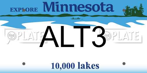 ALT3 Minnesota License Plate