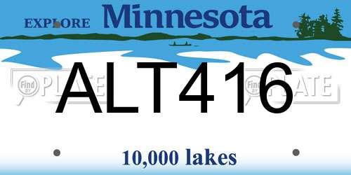 ALT416 Minnesota License Plate
