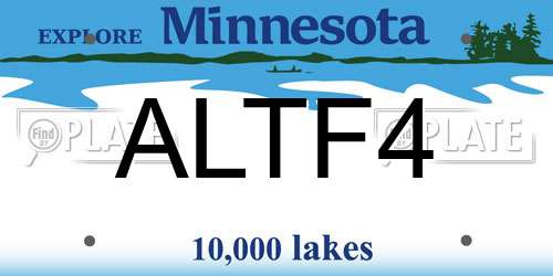 ALTF4 Minnesota License Plate