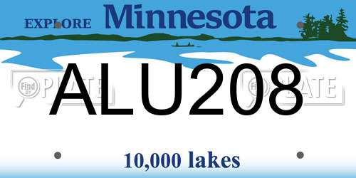 ALU208 Minnesota License Plate