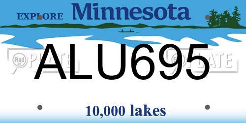 ALU695 Minnesota License Plate