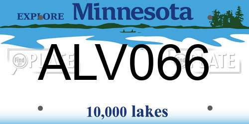 ALV066 Minnesota License Plate