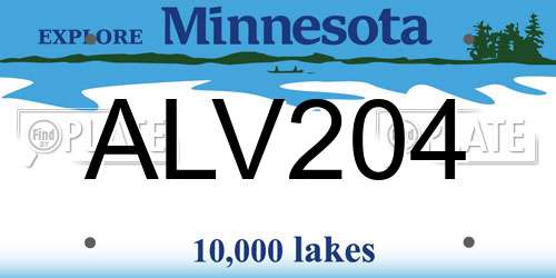 ALV204 Minnesota License Plate