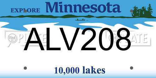 ALV208 Minnesota License Plate
