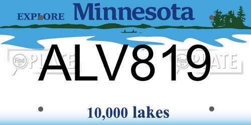 ALV819 Minnesota License Plate