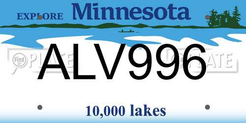 ALV996 Minnesota License Plate