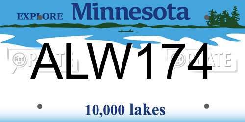 ALW174 Minnesota License Plate