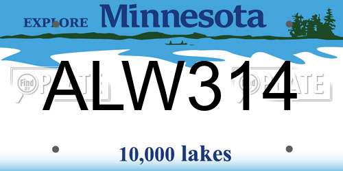 ALW314 Minnesota License Plate