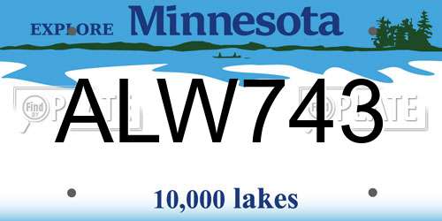 ALW743 Minnesota License Plate