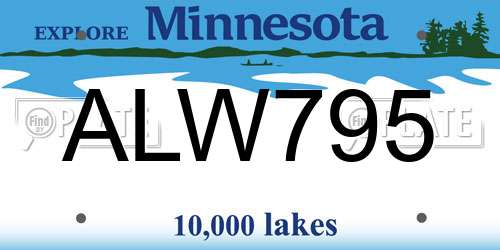 ALW795 Minnesota License Plate