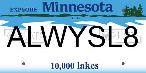 ALWYSL8 Minnesota License Plate
