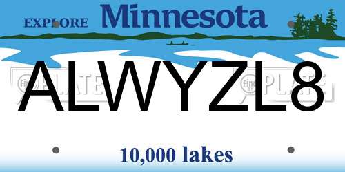 ALWYZL8 Minnesota License Plate