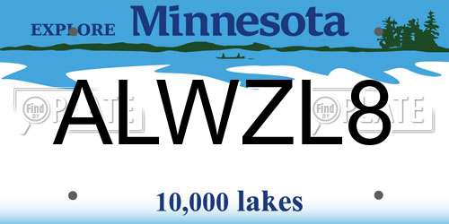 ALWZL8 Minnesota License Plate