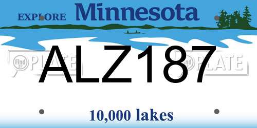 ALZ187 Minnesota License Plate