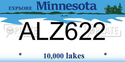 ALZ622 Minnesota License Plate