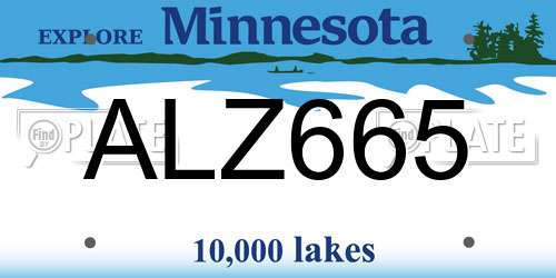 ALZ665 Minnesota License Plate