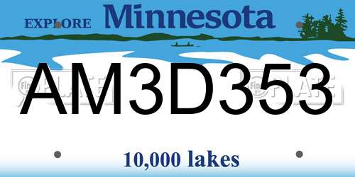 AM3D353 Minnesota License Plate