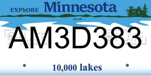 AM3D383 Minnesota License Plate