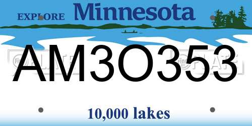 AM3O353 Minnesota License Plate