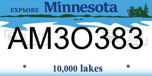 AM3O383 Minnesota License Plate